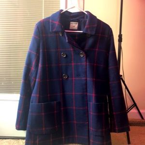 Women’s Old Navy Pea Coat Navy/Red Plaid